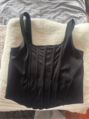 Express Black Square-Neck Corset Tank